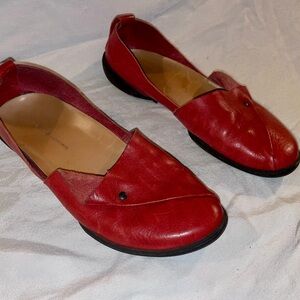 Trippen Red Leather Loafers with Rounded Toe and Low-Profile Sole